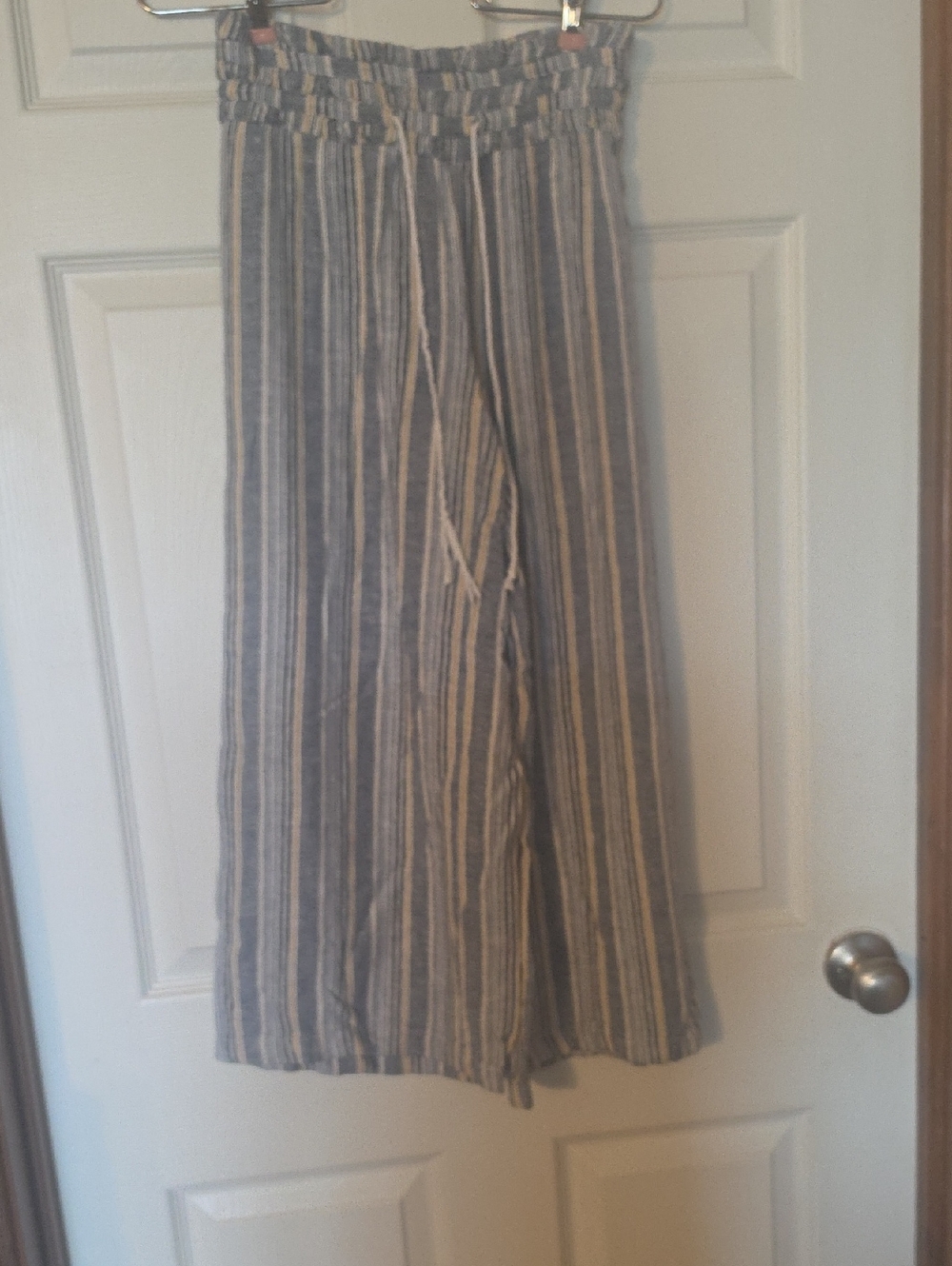 Indigo Rein Blue and Cream Striped Wide-Leg Pants